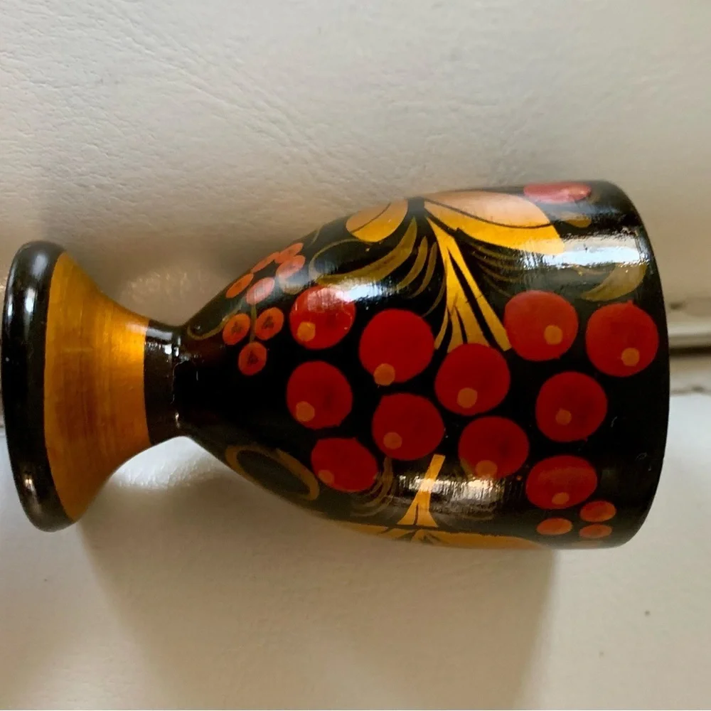 Vintage Hand Painted Wooden Egg Holders Set  6